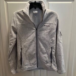 Columbia Light Gray Patterned Fleece Jacket Trek NWOT